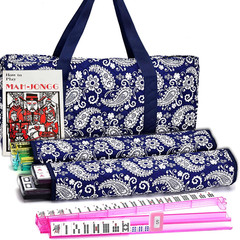 American Mahjong Set, Blue Paisley Carrying Bag,166 Premium White Tiles,4 All-In